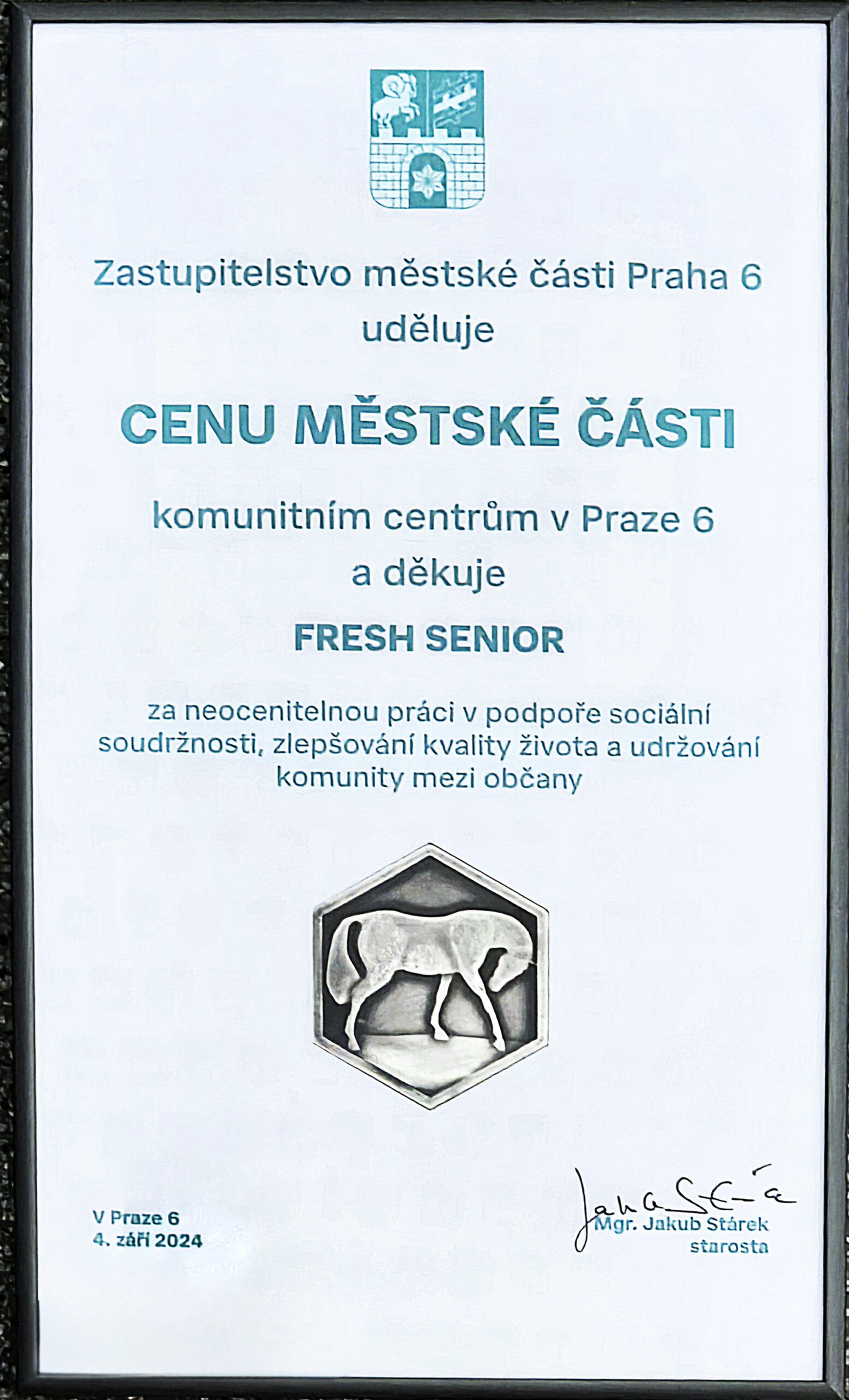 Cena MČ Praha pro Fresh senior o.s.